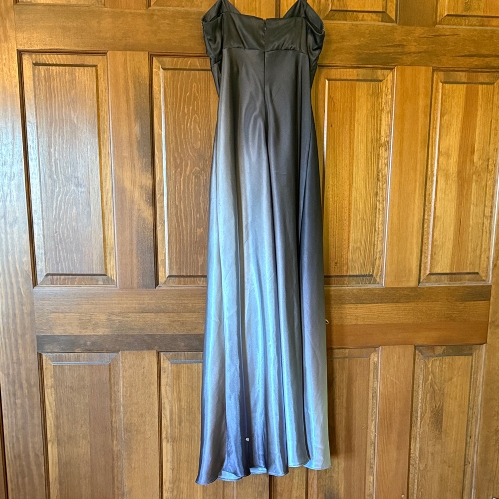 Black and Gray Satin Ombre Long Formal Dress - Picture 3 of 4
